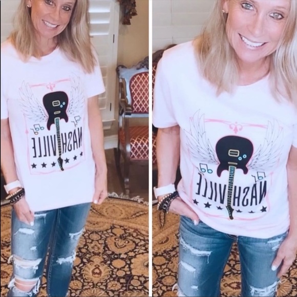 Trindy Clozet Boutique Tops - Nashville Winged Guitar Tee